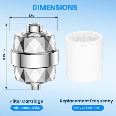 Набір мінеральних перлин YEAUPE для душу, фільтр від накипу, 4 шт. (2 фільтри), антибактеріальний, іонізація, мінералізація, pH-нейтральний