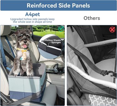 Автокрісло для маленьких і середніх собак a 4, регульоване по висоті автокрісло для домашніх тварин, безпечне для подорожей автокрісло для цуценят з запатентованою засувкою для передніх і задніх сидінь (синього кольору)