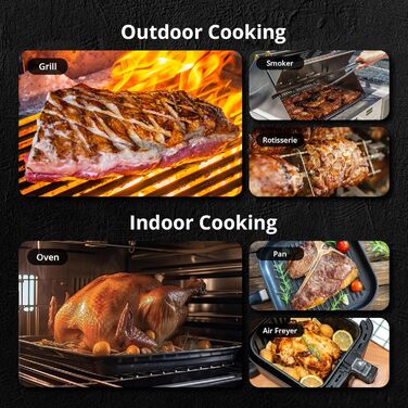 Бездротовий термометр для м'яса з Bluetooth, 100 м, розумні рецепти, LED-дисплей, для приготування їжі, кухні, BBQ, грилю