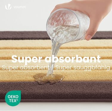 Набір килимків для ванної кімнати VOUNOT 2 шт. (60x90 см, 50x80 см), м'які, швидковисихаючі, з мікрофібри, сірі (перехідний колір)
