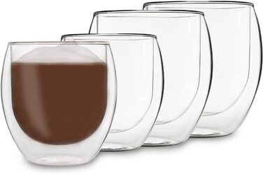 Набір келихів для латте маккіато 4x400 мл, келихи з подвійними стінками для латте маккіато, келихи для кави з подвійними стінками, чайні Келихи, склянки для капучіно, склянки для кави з льодом термостатичні келихи з подвійними стінками скляні чашки для ес