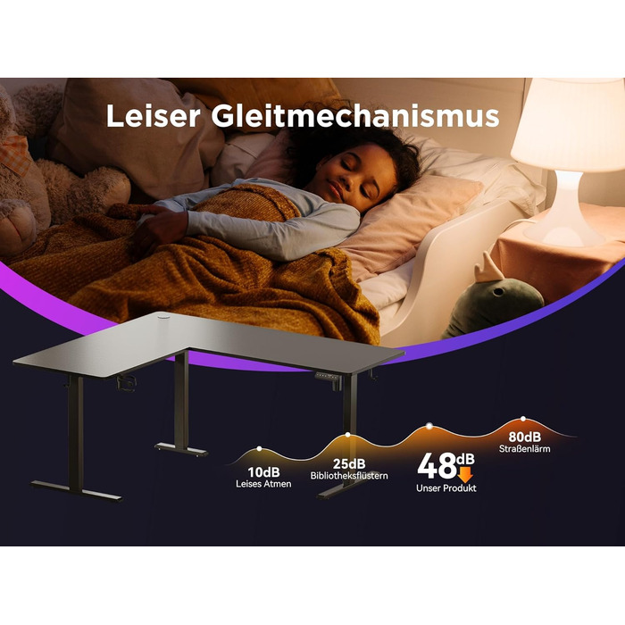 Електричний кутовий стіл WALKINGDESK 160 x 140 см з регулюванням висоти, чорний. Стіл для офісу, геймінгу та дому з кабелеуправлінням