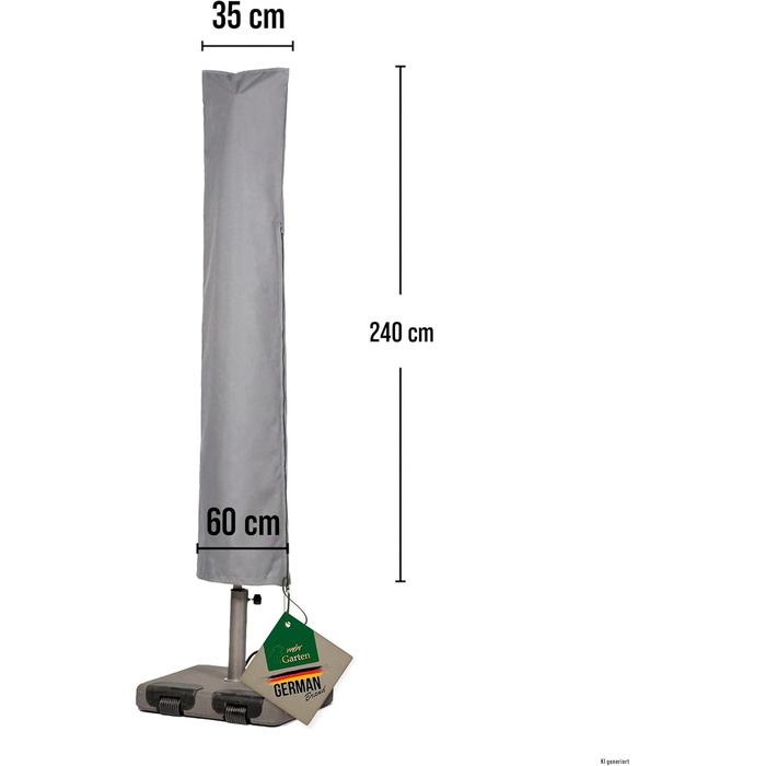 Чохол для парасольки круглий Ø до 450 см, квадратний до 320x320 см, сірий, Oxford 600D, водонепроникний, UV-стійкий