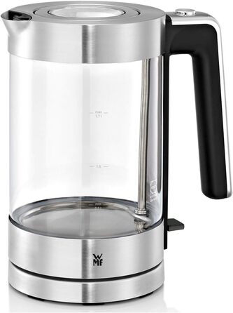 Електричний чайник WMF Lono зі скла, 1,7 л, з фільтром від накипу, бездротовий, 3000 Вт, матова нержавіюча сталь