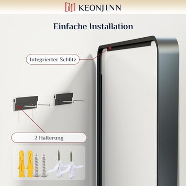 Дзеркало настінне Keonjinn Wand Spiegel чорного кольору 40x50 см з металевим каркасом, прямокутна форма. Підходить для ванної кімнати, вітальні, спальні, коридору.