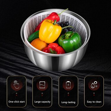 Електрична салатниця-сушка для овочів та фруктів, 4.8L, USB-зарядка