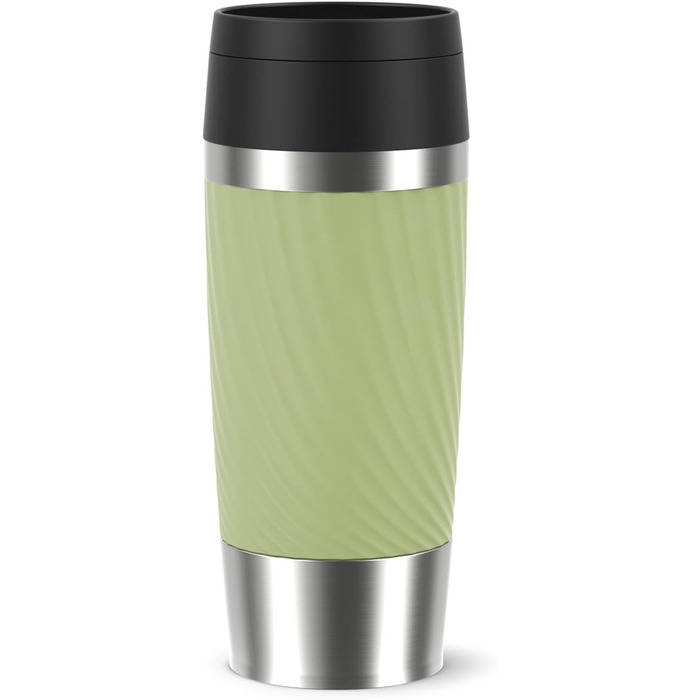 Термокружка Emsa Travel Mug Classic Twist, 0.36 л, зелена, з кришкою Quick-Press, з нержавіючої сталі, для гарячих та холодних напоїв