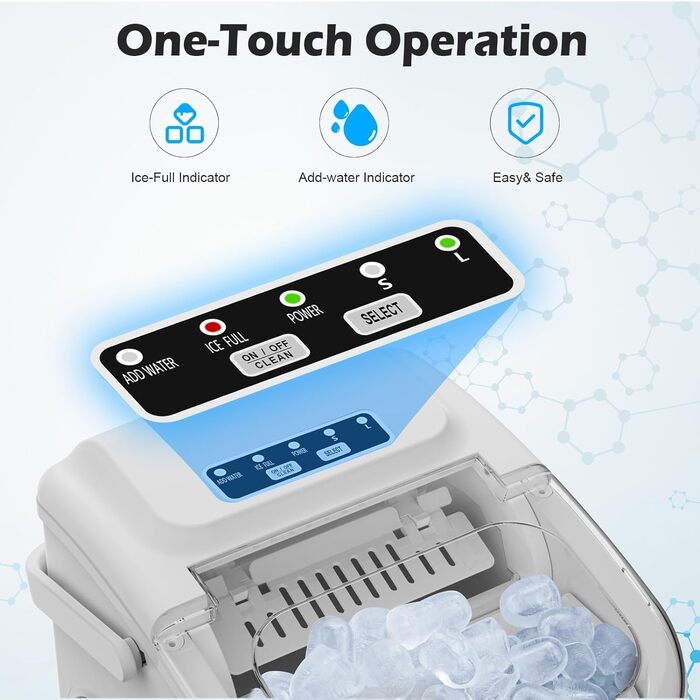 Портативний льодогенератор Kleine Eiswürfelbereiter - швидке виробництво льоду (9 кубиків за 6 хв), самоочищення, білий