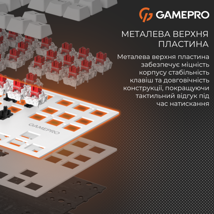 Дротова механічна клавіатура GamePro Genesis Joker (MK124W) 87% Red switches