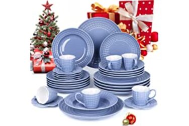 Набір посуду Фарфор для 6/12 осіб, Синій сервіз SINTUN з 30 предметів в подарунок, набір тарілок, кавоварка