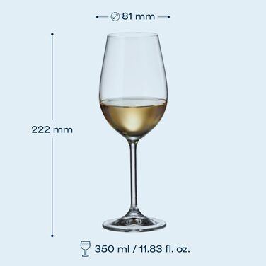 Набір келихів для білого вина Crystal Bohemia, 6 шт, 350 мл, стійкі до миття в посудомийній машині, довговічні та стійкі до подряпин. Елегантні келихи з кришталевого скла - ідеальний подарунок для поціновувачів вина.