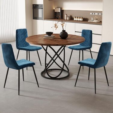 Стілець для обідньої кімнати GOLDFAN (4 шт.) з тканини льон, сірий. Сучасний кухонний, вітальний стілець з металевими ніжками.