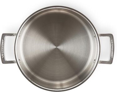 Сковорода Le Creuset з кришкою з нержавіючої сталі, 24 см, для всіх типів плит (включаючи індукцію) та духовки, срібна