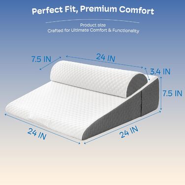 Набір з 4 подушок-валиків ортопедичних з Memory Foam для спини, для сну після операції, з підголовником (7,5 см)