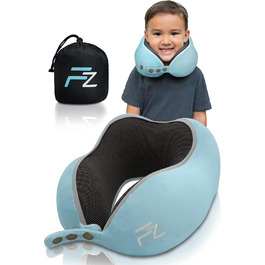 Подушка для шиї FlowZoom Comfy - для автомобіля та літака, з Memory Foam, регульована, 360° підтримка, дихаючий чохол, чорна (також є блакитна модель Comfy Kids S)