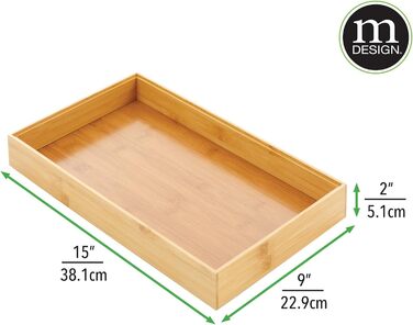 Дерев'яний кухонний ящик mDesign - органайзер для столових приборів і посуду, що штабелюється - набір з 4 шт. - натуральний колір (15 x 9 x 2)