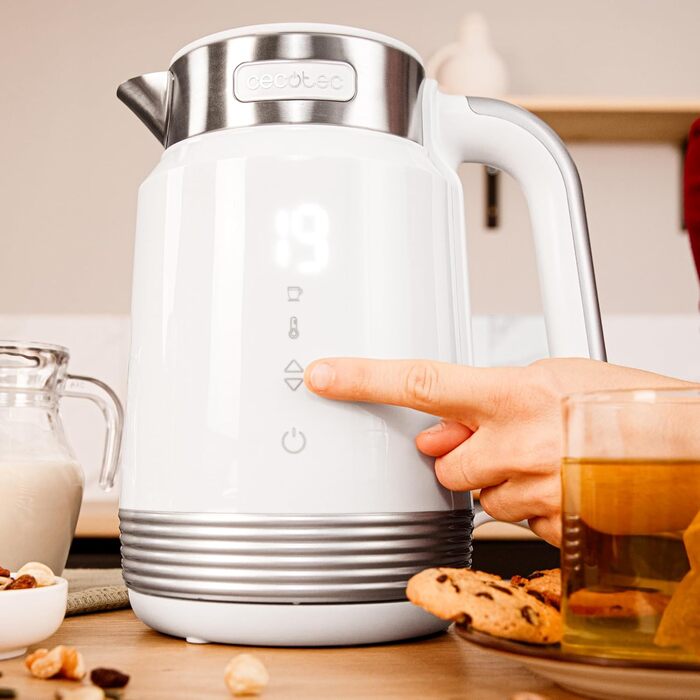 Електричний чайник Cecotec ThermoSense 600 Touch Black, 1.7 л, 2200 Вт, з нержавіючої сталі та пластику, LED-індикатор, поворотна база 360°
