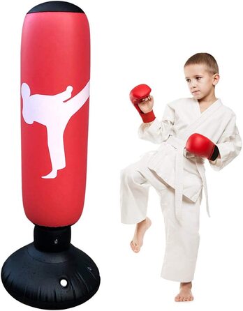Надувна боксерська груша Hamnor для фітнесу для дітей і дорослих, окремо стоїть тренувальна боксерська груша висотою 160 см (білі люди)
