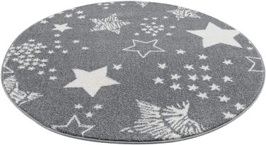 Килим міський Дитячий ковролін - Stars Sky 120 см Round Grey - Модерн для дитячих кімнат