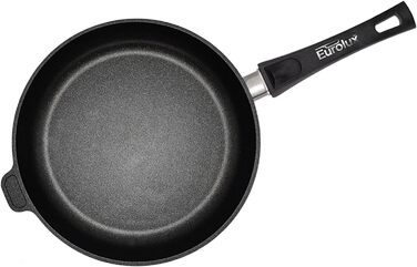 Каструля чавунна індукційна Eurolux Ø 28 см Знімна ручка - Плоский обід 5 см - Велика кругла лита алюмінієва сковорода з покриттям