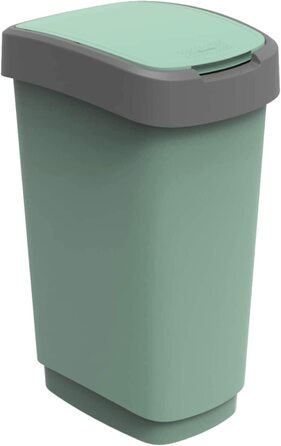 Відро для сміття Rotho Twist 50l з кришкою, пластик (поліпропілен), що не містить бісфенолу А, чорний/сріблястий, 50L (40,1 x 29,8 x 60,2 см) (зелений)