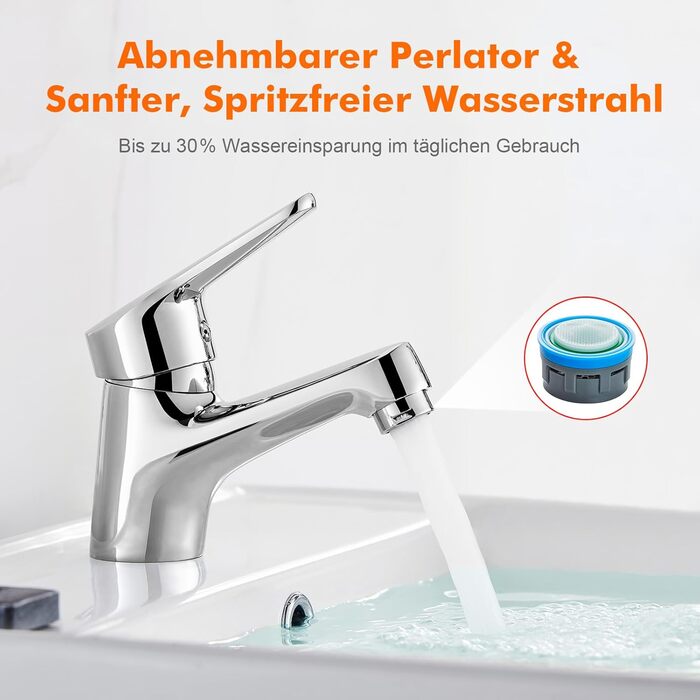 Змішувач для умивальника Ibergrif M11050 з одним важелем, високий (60 мм), хром, без підйомника, керамічна картридж, без крапель, водозберігаючий, 3/8″ з'єднання