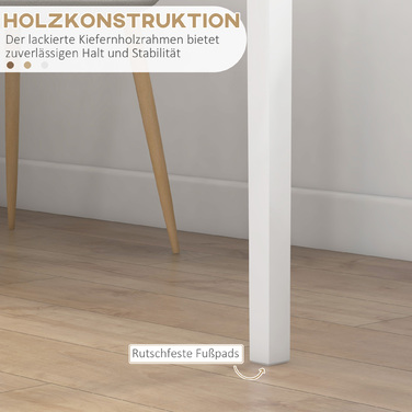 Обідній стіл для кухні, квадратний, сучасний дизайн, 75 см x 75 см x 76 см, білий