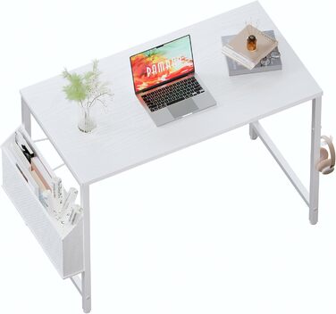 Комп'ютерний стіл PAMRAY 80x40 см з полицею для дому та офісу, з гачком для навушників, білий