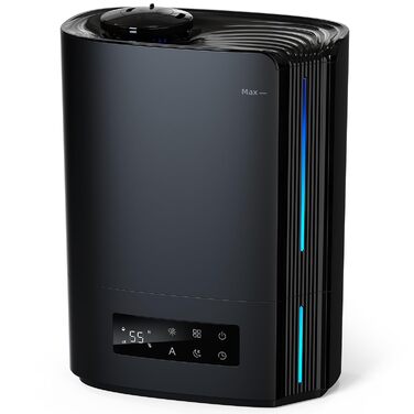 Зволожувач повітря AROEVE 6л для спальні, дитячої, кімнатних рослин, з аромадифузором, ультразвуковий, тихий (60 годин), чорний