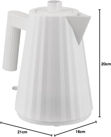 Електричний чайник Alessi Plissé MDL06/1WUK - 1 літр, білий, 2400W, з термопластичного матеріалу, штекер UK, 100 cl