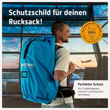 В 1 Захисний чохол для рюкзака та дощовик/Чохол для польоту Літак, поїзд та автобус/Льотна сумка/Чохол для рюкзака/Захист рюкзака (Pacific Blue, L (55-80L)), 2