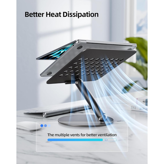 Стійка для ноутбука LULULOOK, регульована, 360° обертання, для MacBook, 10-17