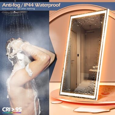 Дзеркало з LED-підсвічуванням та сенсором, з Bluetooth, регульоване освітлення, протитуманне, водонепроникне IP44, для ванної кімнати, 50 x 70 см
