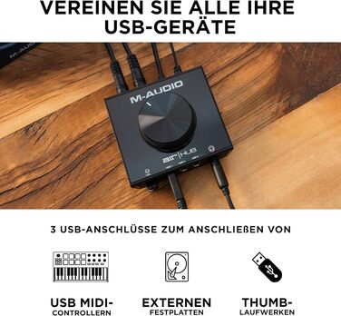 M-Audio Air 192|6 USB аудіоінтерфейс для запису: 2 XLR/Line входи, програмне забезпечення AIR Hub (Чорний)