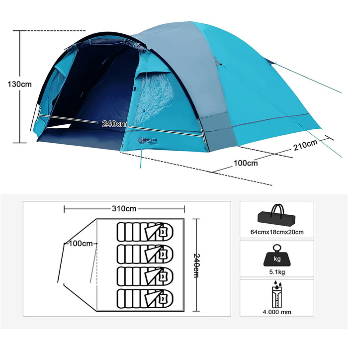 Кемпінговий намет на 3-4 особи PORTAL