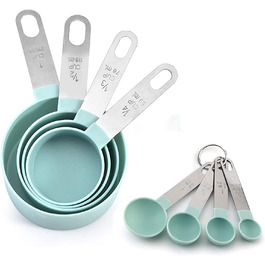 Набір мірних ложок з нержавіючої сталі, грам і мл, 8 шт. , для випічки та приготування їжі, можна мити в посудомийній машині