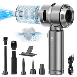 Бездротовий портативний автомобільний пилосос, потужний циклонний міні-пилосос 23000Па з USB-зарядкою для авто, дому та офісу, сріблястий