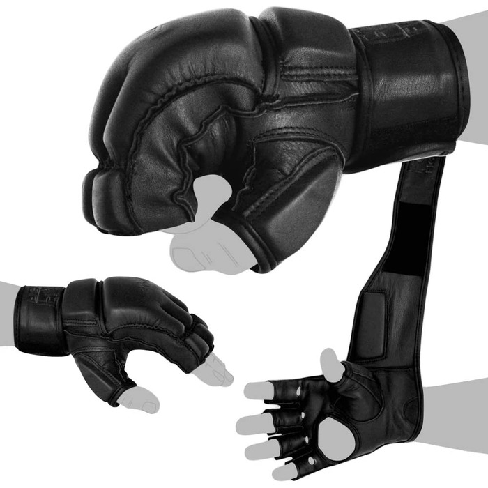 Боксерські рукавички FOX-FIGHT Freefight для ММА, професійні високоякісні боксерські рукавички з натуральної шкіри з мішком з піском, тренувальні спаринги, Муай Тай, кікбоксинг, Бойові мистецтва, рукавички BJJ з мішком з піском, рукавички чорного кольору