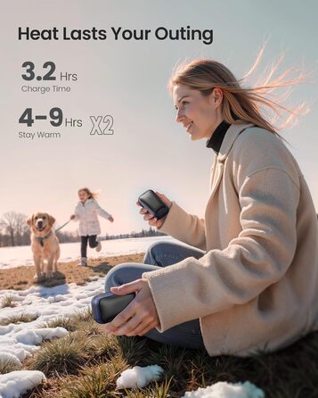 Електричний грілка для рук Gaiatop 2 шт. з магнітом, 4000mAh, USB, багаторазовий, швидкий нагрів 3s, 3 режими, компактний, для рукавичок, подарунок для чоловіків та жінок (блакитний)