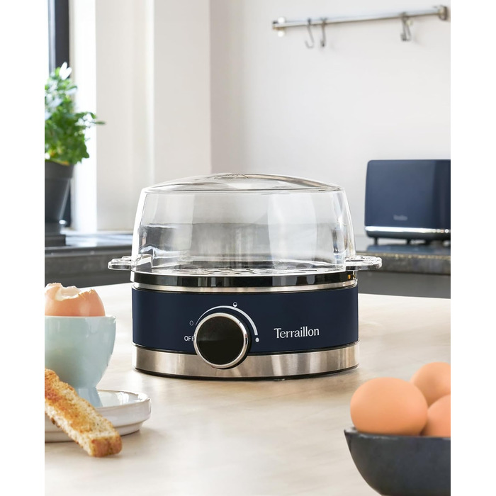 Електричний яйцеварка TERRAILLON New Moon, 7 яєць, 410 Вт, таймер, нержавіюча сталь, блакитний