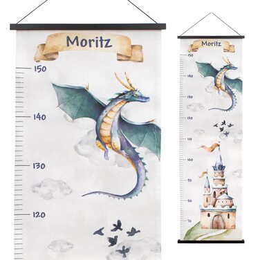 Вимірювальна паличка для тканини дракон Драго персоналізована вимірювальна смужка назва на вибір (без маркера для тканини)