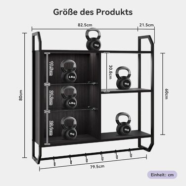 Підвісні полиці YU YUSING з RGB підсвічуванням (7 кольорів), з 8 гачками, для ігор, демонстрації, декору спальні, кухні, бару, ігрової кімнати, шестикутна форма (82.5x80x21.5 см)