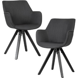 Набір обідніх стільців FineBuy 2 шт. з підлокітниками, 54x85x58 см, тканина, чорні ніжки, сучасний дизайн, м'який, для кухні