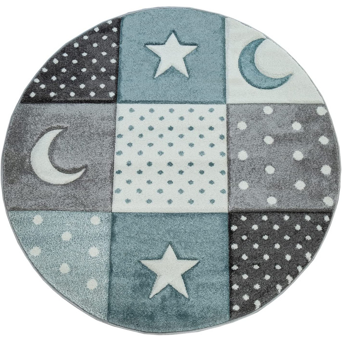 Домашній дитячий килим TT, килим для хлопчиків і дівчаток, дитячий килим у вигляді точок, зірок, 3D смуг, Колір Синій, 5, Розмір 80x150 см