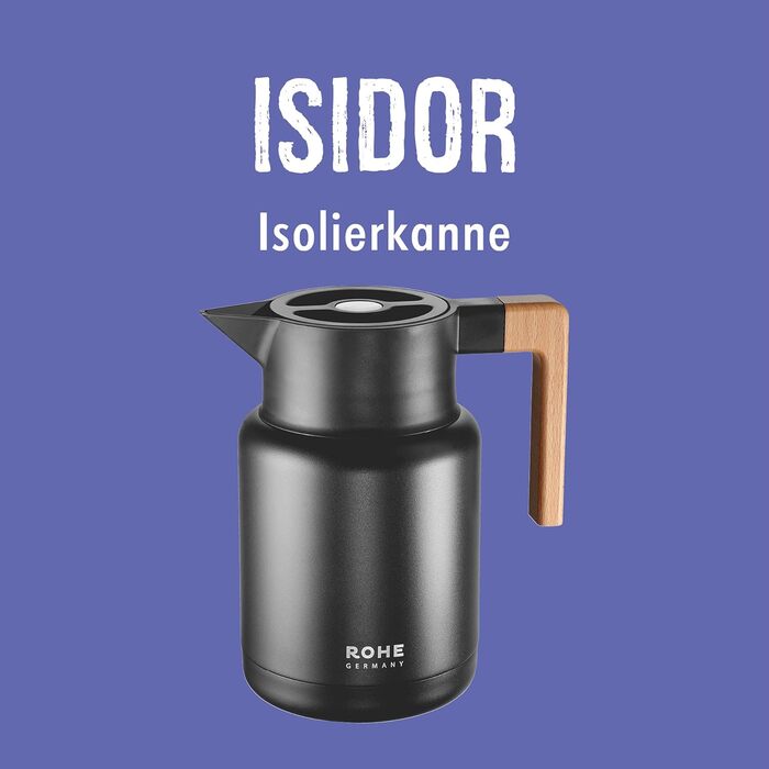 Термос Rohe Germany Isidor, 1.4 л, з нержавіючої сталі, чорний