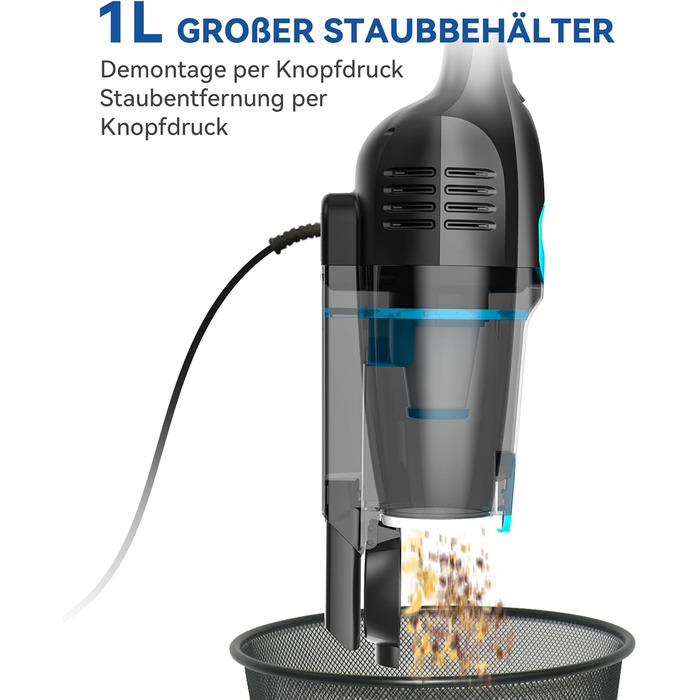 Пилголом Stick, кабель, ручний 20Kpa 600W, 3 в 1, без мішка, 5м, для тварин, килимів, твердих підлог