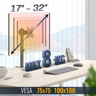 Кріплення для монітора RICOO TS2711: підставка для екрану 13-30 дюймів, кріплення VESA 75/100, настільний тримач для комп'ютера