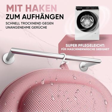 Преміум подушка для ванни XXL рожева | Додаткові подушки для шиї та плечей | Швидковисихаюча, пральна подушка для ванни з 4 великими присосками | Подушка для ванни рожева XX-Large