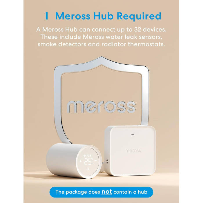 Meross Matter Термостат для радіатора Wi-Fi з підтримкою HomeKit, Alexa та Google Assistant (Додатковий блок)