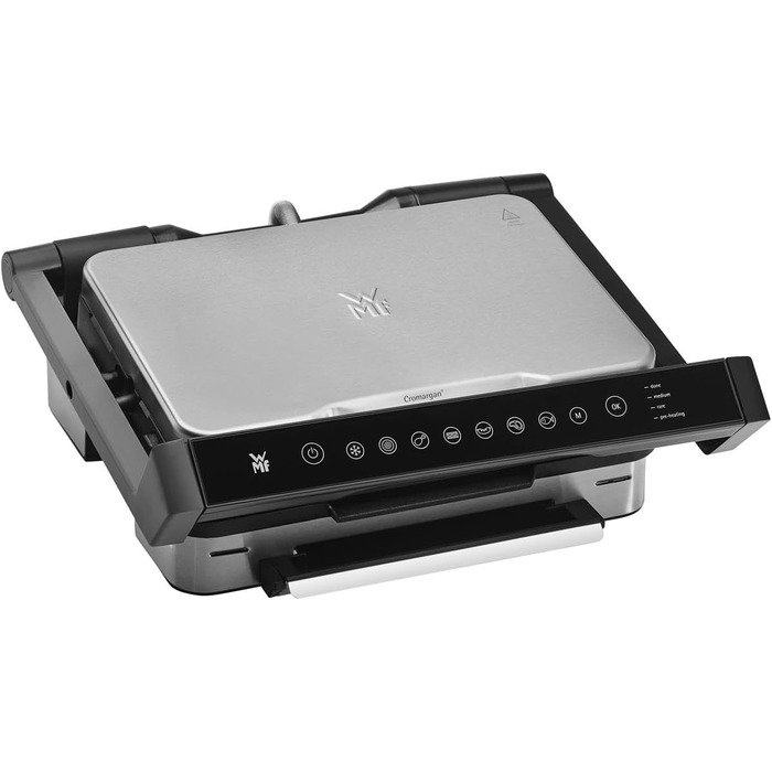 Контактний гриль WMF Profi Plus Perfection: електричний, 2000 Вт, 6 програм, сенсорна технологія, антипригарне покриття, з нержавіючої сталі матового кольору